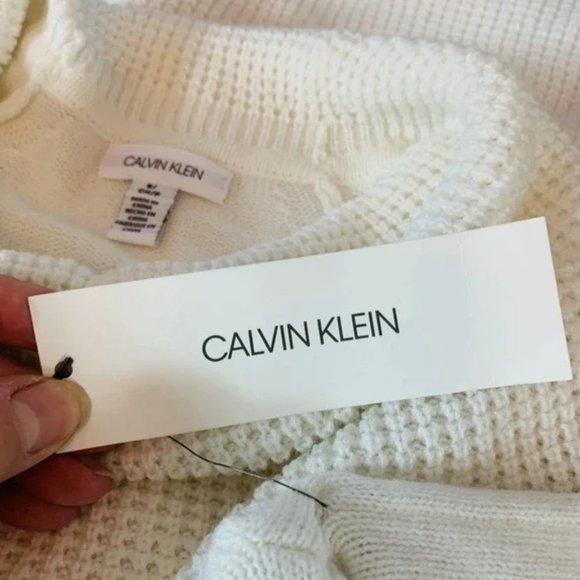 Calvin Klein White Cowl Neck Long Sweater L - Picture 9 of 11